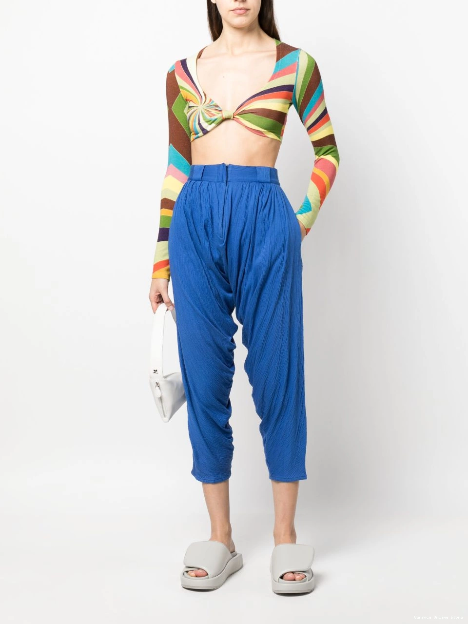 Affordable 1970s draped trousers cropped Women Versace 0816